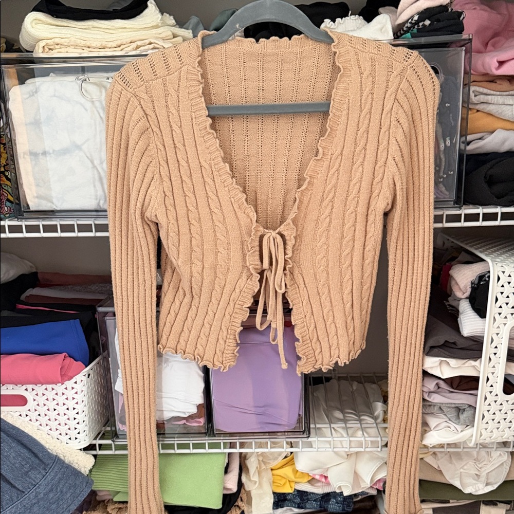 Tan Cable Knit Women's Sweater